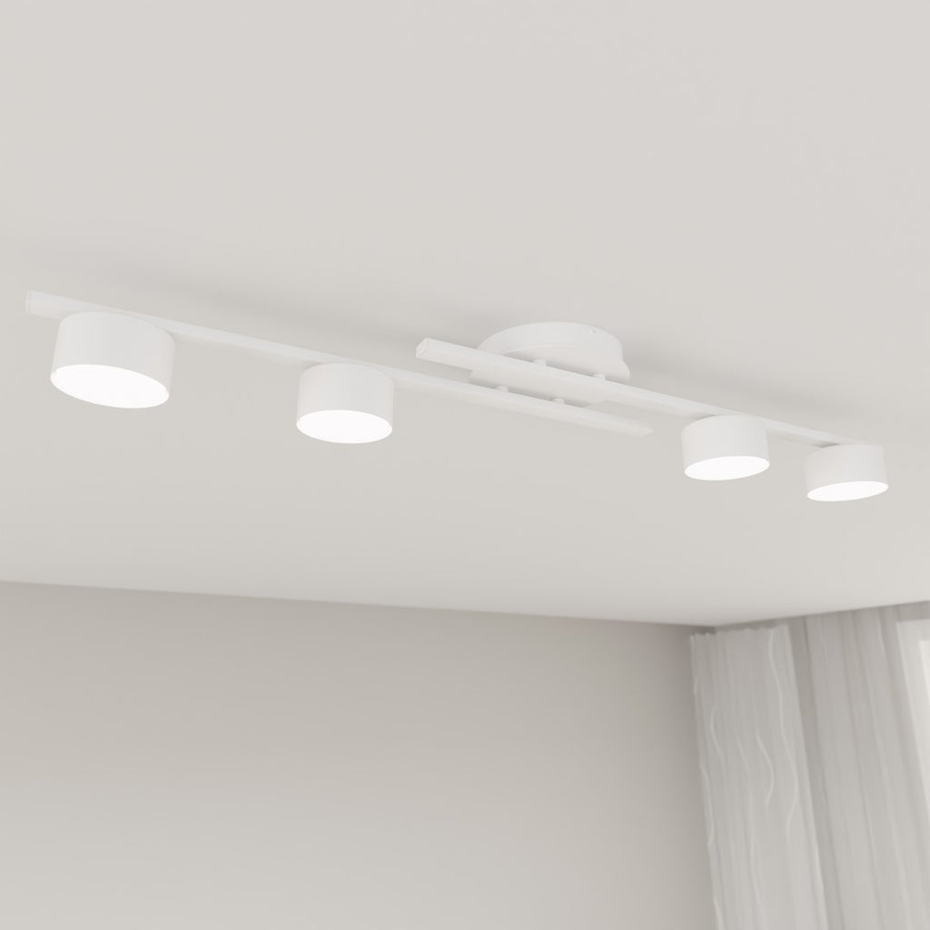 Plafondlamp gepoedercoat staal minimalistisch Fragment wit, 4 lichtpunten voor woonkamer, eetkamer en kantoor