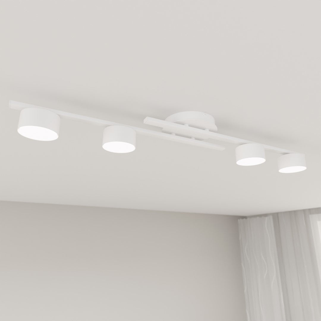 Plafondlamp gepoedercoat staal minimalistisch Fragment wit, 4 lichtpunten voor woonkamer, eetkamer en kantoor