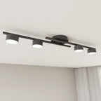 Plafondlamp staal minimalistisch Fragment zwart, 4 fittingen, voor woonkamer, eetkamer en kantoor