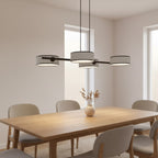 Hanglamp gepoedercoat staal Drumz 4 Japandi grijs, 4 kappen Ø 20 cm, boven eettafel of keukeneiland