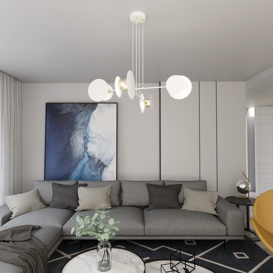 Hanglamp staal modern Idea wit met gouden accenten, 4 lichts E27 – 96 x 100 cm