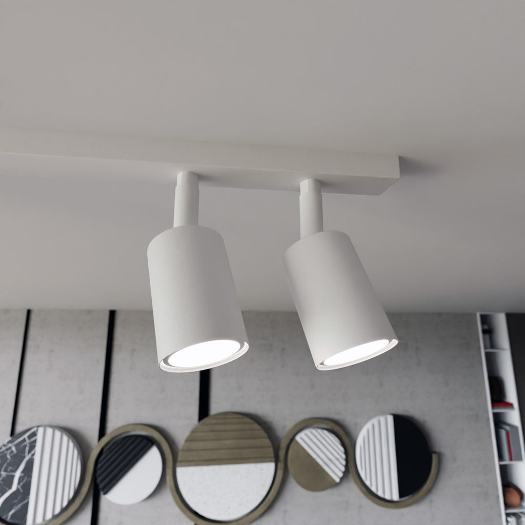 Plafondlamp gepoedercoat staal Flash wit, 70 cm breed, 4 GU10-fittingen voor woonkamer, hal of kantoor