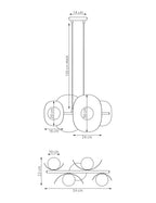Hanglamp gepoedercoat staal modern Elementi 4 wit, 4 lichtpunten G9, 54 x 23 x 120 cm, eettafel en keukeneiland