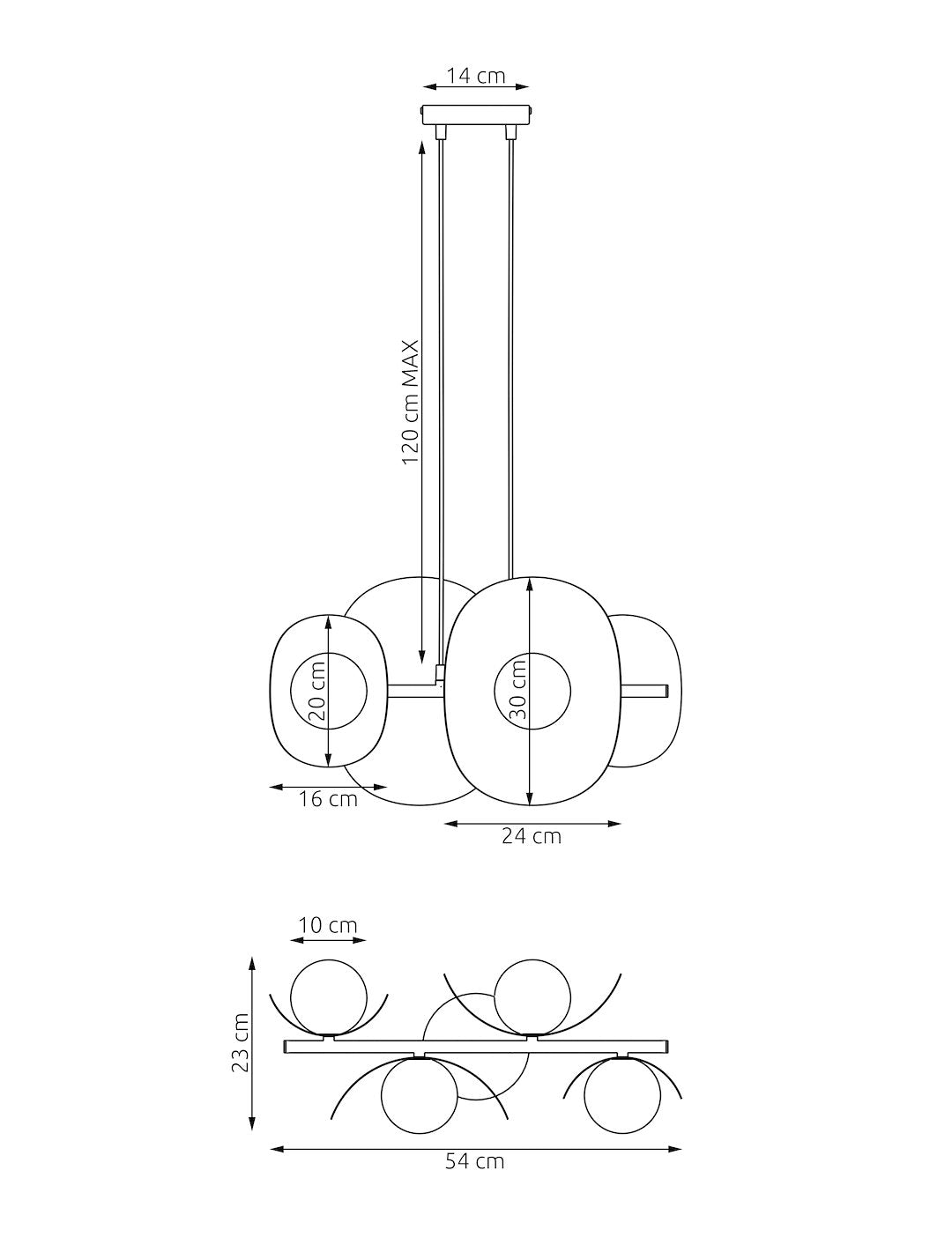 Hanglamp gepoedercoat staal modern Elementi 4 wit, 4 lichtpunten G9, 54 x 23 x 120 cm, eettafel en keukeneiland