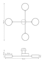 Plafondlamp gepoedercoat staal Japandi Maga 4 zwart, bruin en grijs geweven kappen 96 x 96 cm, woonkamer