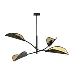 Plafondlamp gepoedercoat staal modern Lotus zwart goud, 4 lichtpunten, 102 x 51 cm, woonkamer en slaapkamer