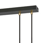 Hanglamp 4 lichtpunten gepoedercoat staal en glas, retro Glam, zwart met transparante kappen, 92 x 115 cm