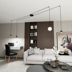 Hanglamp spider gepoedercoat staal modern zwart Fuji, 4 fittingen, verstelbaar in hoogte