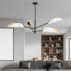 Plafondlamp gepoedercoat staal, modern, Vene zwart met wit en gouden kappen, 4 lichts, 102 x 51 cm, woonkamer en slaapkamer