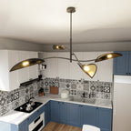 Plafondlamp gepoedercoat staal modern Lotus zwart goud, 4 lichtpunten, 102 x 51 cm, woonkamer en slaapkamer