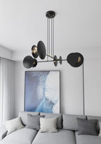 Hanglamp gepoedercoat staal modern Idee zwart met gouden accenten, 4 lichts, 96 x 100 cm, woonkamer, eetkamer en hal