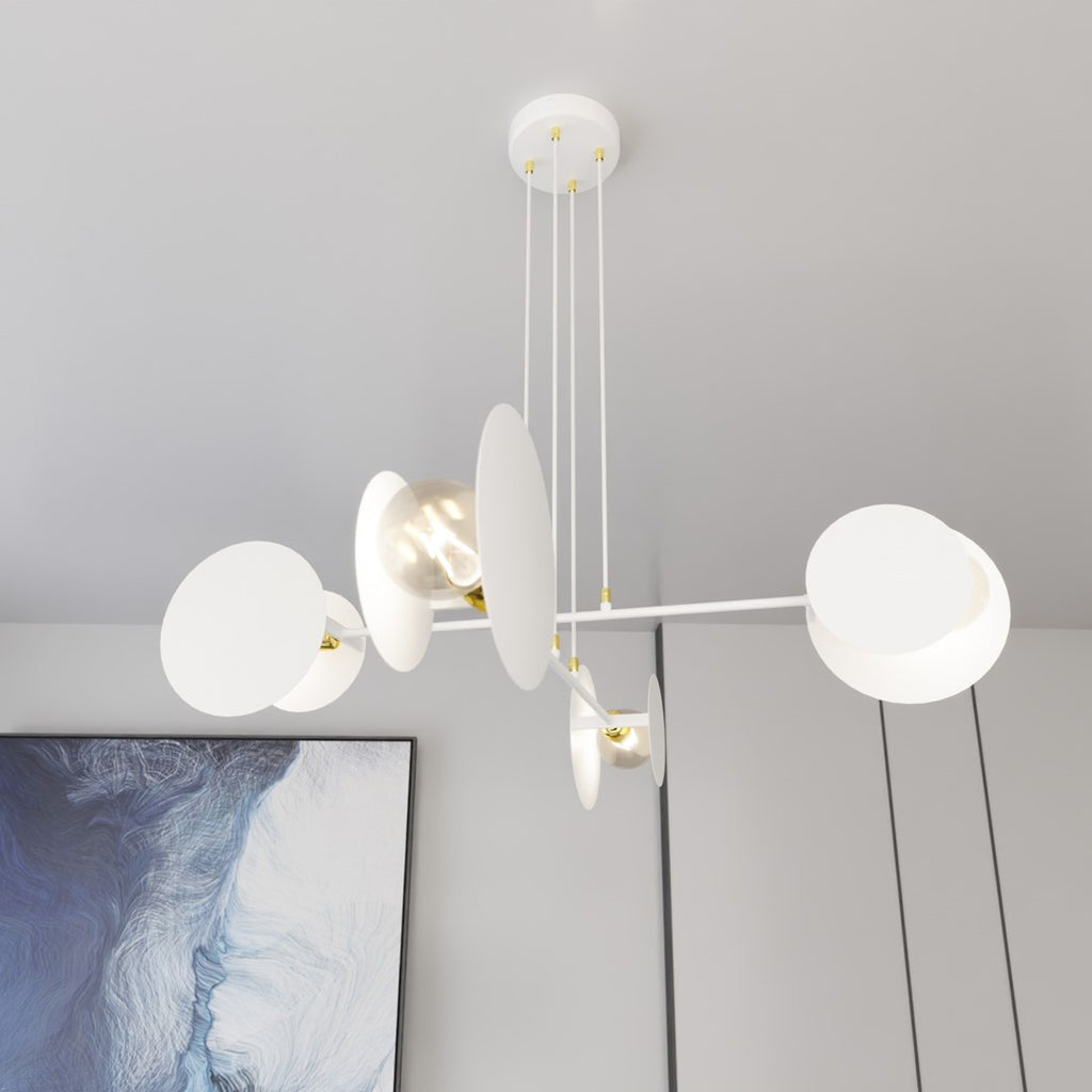 Hanglamp staal modern Idea wit met gouden accenten, 4 lichts E27 – 96 x 100 cm