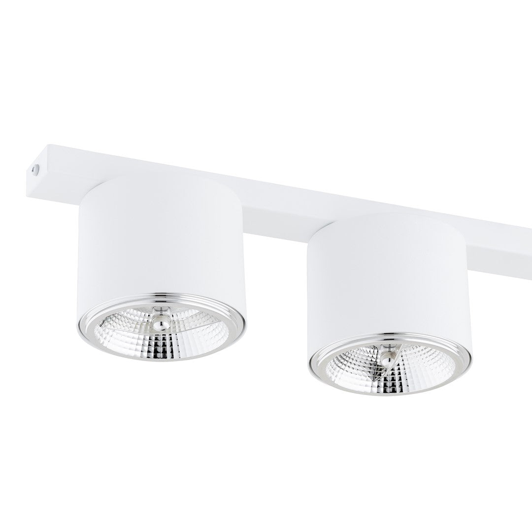 Plafondlamp gepoedercoat staal minimalistisch wit 90 cm breed, met 4 lichtpunten voor woonkamer, hal of kantoor