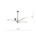 Plafondlamp gepoedercoat staal, modern, Vene zwart met wit en gouden kappen, 4 lichts, 102 x 51 cm, woonkamer en slaapkamer