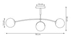 Plafondlamp gepoedercoat staal en glas Pregos, modern, beige met amber kappen, 4 lichtpunten – 60 x 60 cm, woonkamer