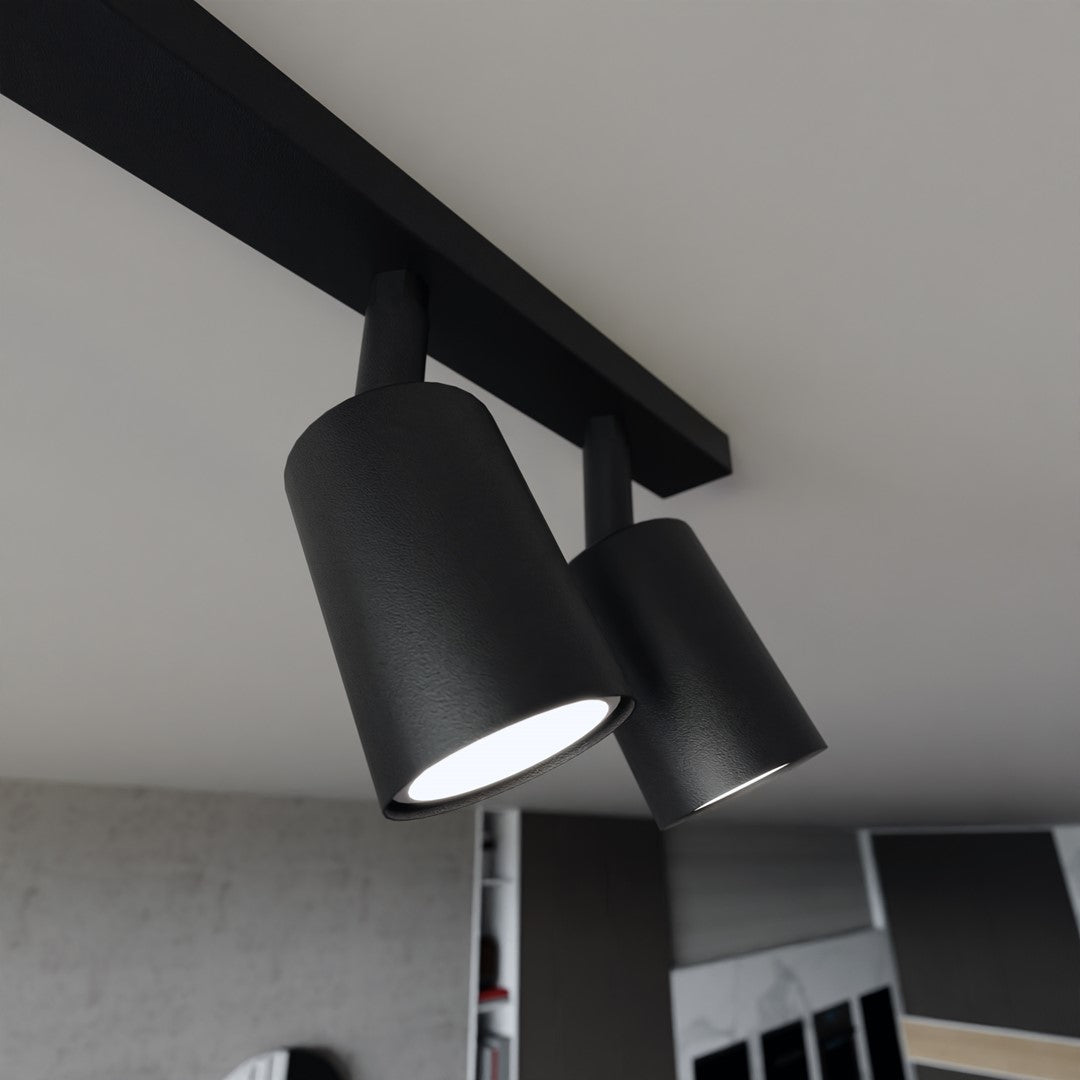 Plafondlamp staal minimalistisch Flash zwart 70 x 14 cm, 4 spots met GU10-fitting voor woonkamer, hal of kantoor
