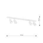 Plafondlamp gepoedercoat staal Flash wit, 70 cm breed, 4 GU10-fittingen voor woonkamer, hal of kantoor