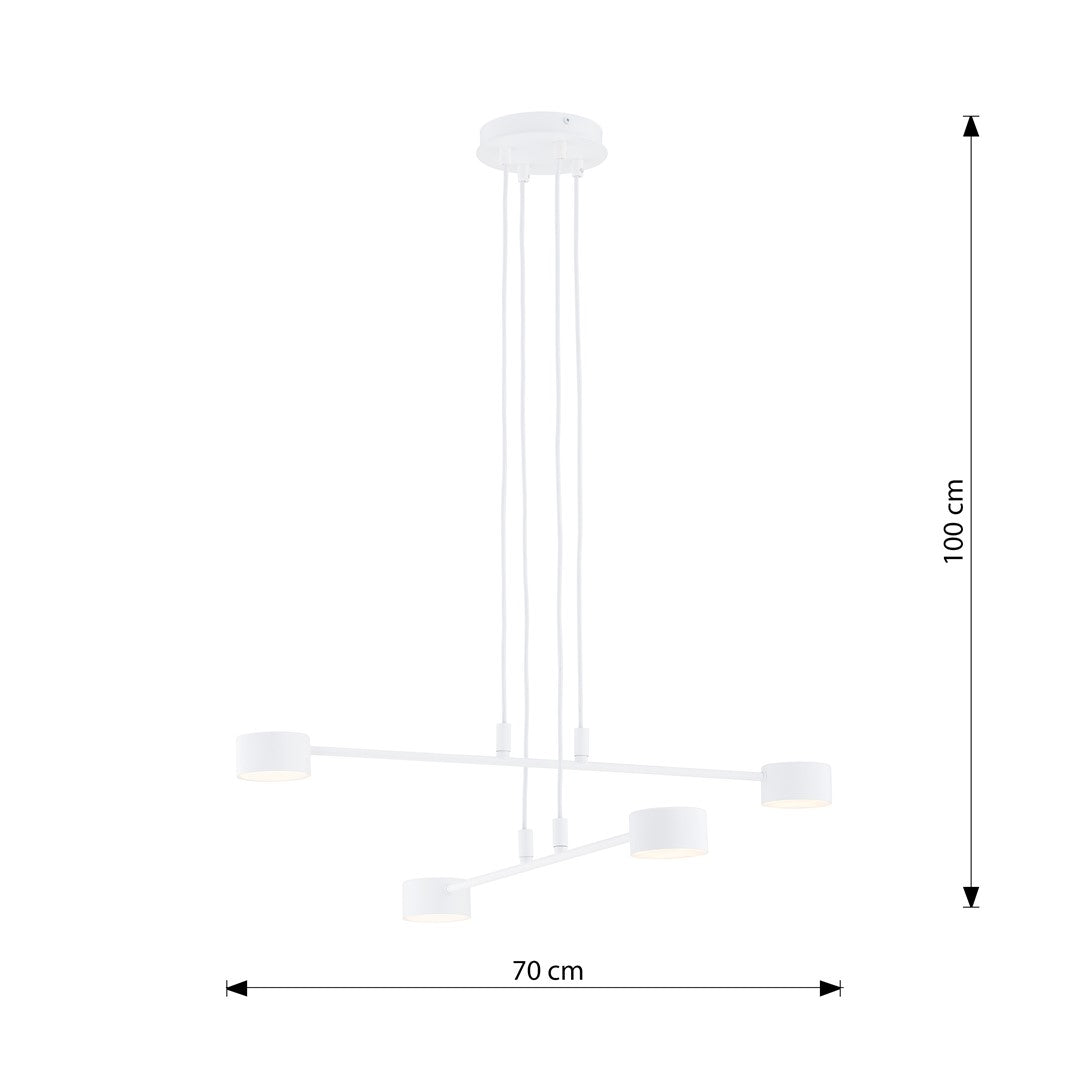 Hanglamp gepoedercoat staal Scandinavisch wit 70 x 100 cm, voor eettafel, keuken en woonkamer