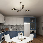 Plafondlamp gepoedercoat staal modern Lotus zwart goud, 4 lichtpunten, 102 x 51 cm, woonkamer en slaapkamer