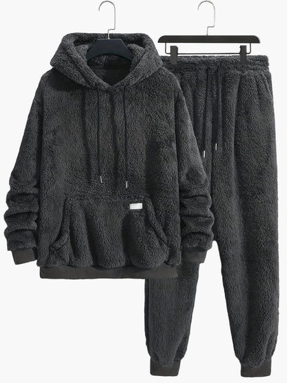 Men's Teddy Lounge Set Hoodie & Sweatpants – Cozy Leisure Outfit for Home & Everyday Use