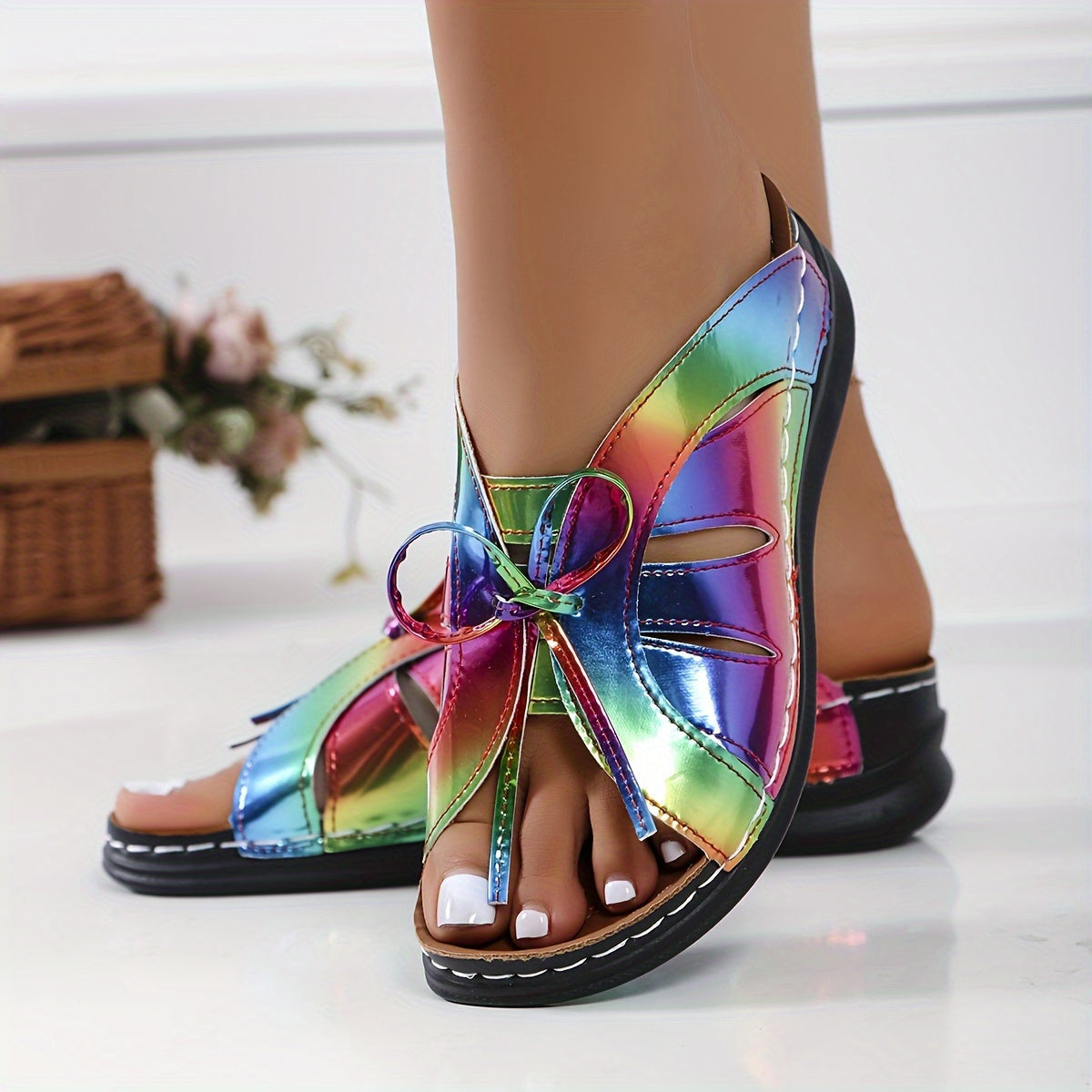 Women's Comfort Sandals with Bow and Open Toe – Comfortable Summer Shoes for Everyday and Leisure