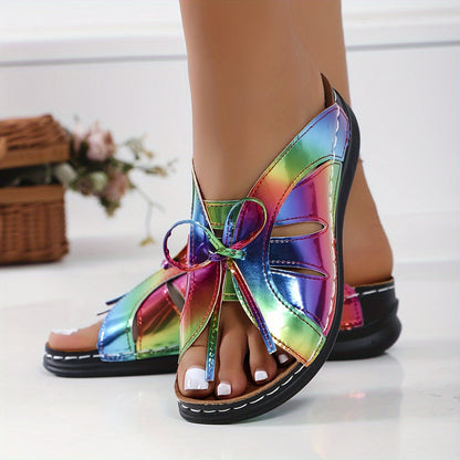 Women's Comfort Sandals with Bow and Open Toe – Comfortable Summer Shoes for Everyday and Leisure