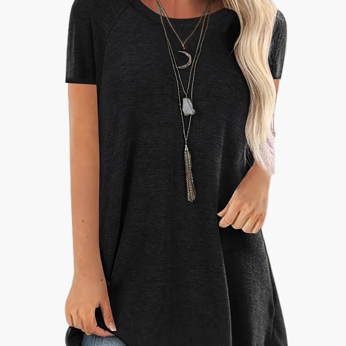 Women's Tunic Shirt Short Sleeve Loose Fit Casual Everyday