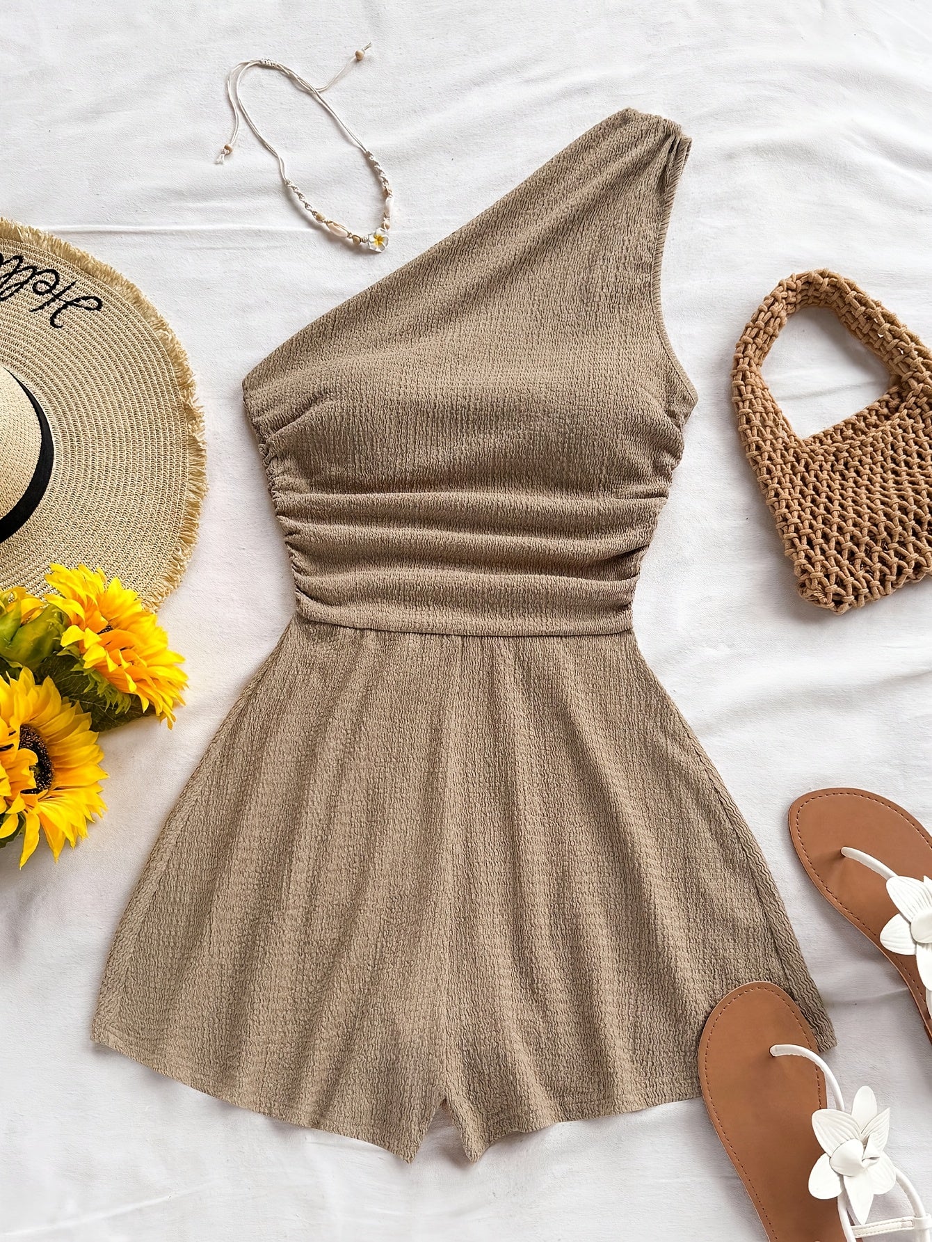 Women's One-Shoulder Asymmetric Summer Casual Jumpsuit