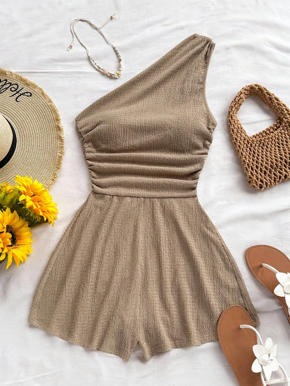 Women's One-Shoulder Asymmetric Summer Casual Jumpsuit