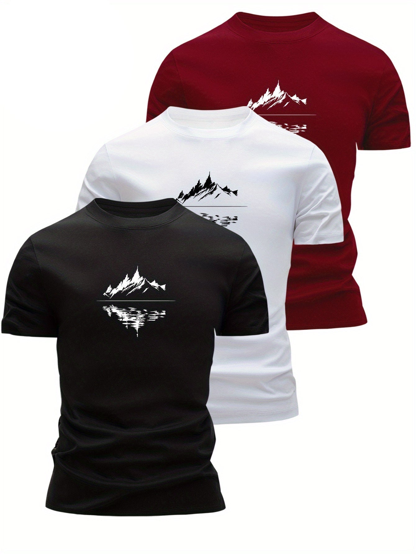 Men's T-Shirt with Mountain Landscape Print – Modern Casual Shirt for Outdoor and Everyday Use