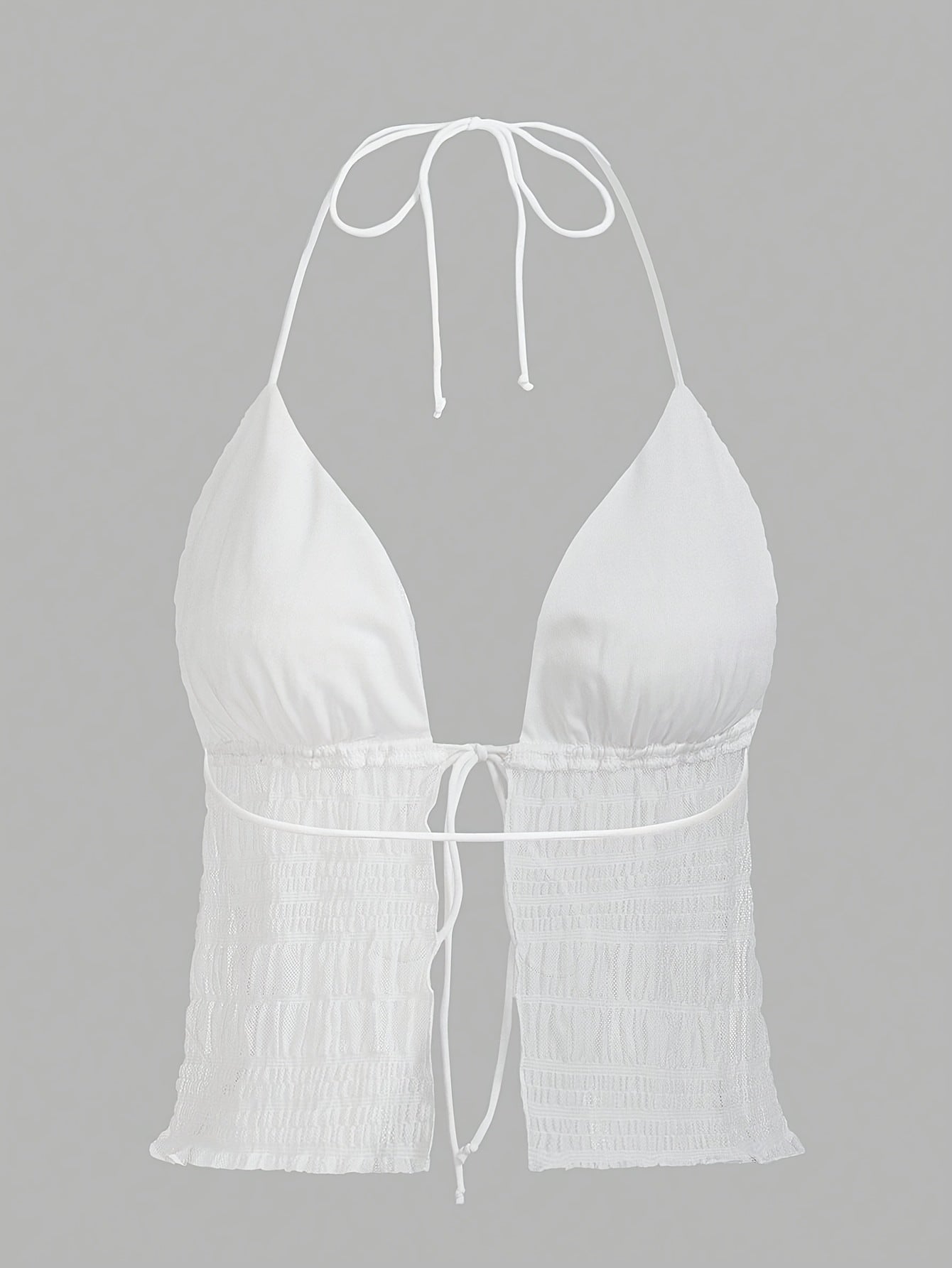 Women's Fashionable Halterneck Camisole Top with Ruching and Tie – Party & Summer Outfit