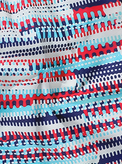 Men's Swim Trunks with Modern Pattern – Sporty Swim Shorts for Leisure & Beach