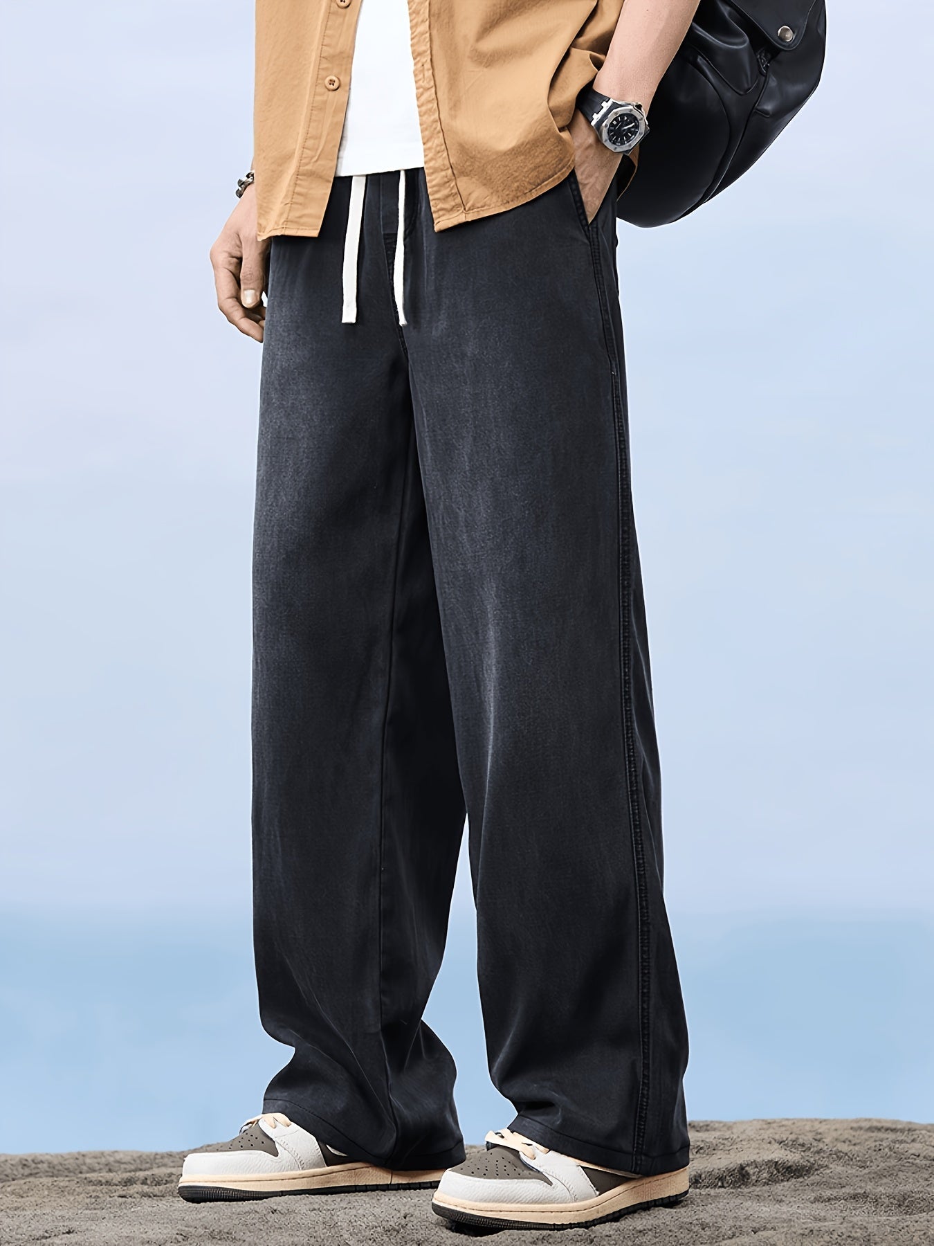 Men's Loose Casual Jeans with Drawstring – Relaxed Street Style for Everyday and Leisure