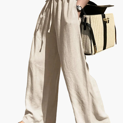 Damen Weite Freizeithose mit Kordelzug – Eleganter, Lässiger Style für Alltag und Urlaub