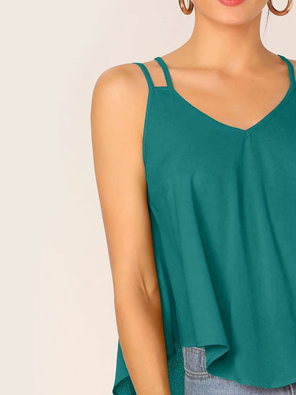 Damen Sommer Spaghettiträger Top mit lockerer Passform und modernem Design – Ideal für Freizeit und Alltag