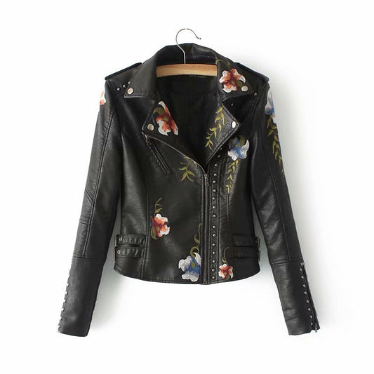 Ernest – Embroidered, Studded Vegan Leather Jacket