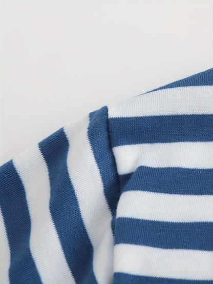 Striped long-sleeve crew-neck shirt for women and men