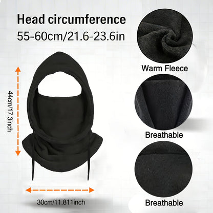 Fleece Balaclava Neck Warmer with Hood, Unisex Winter Face Mask