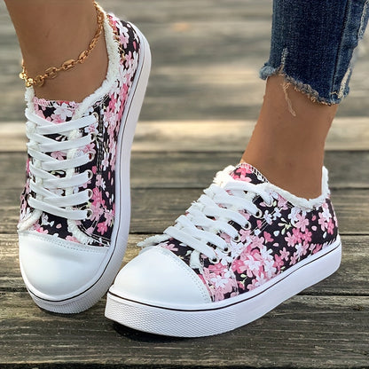Damen Sneaker Freizeitmode mit Blumenmuster – Bequeme Alltagsschuhe für stilbewusste Frauen