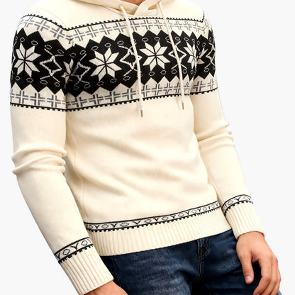 Men's hoodie with Scandinavian Christmas pattern – casual winter hoodie