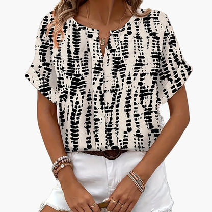 Women's Elegant Summer Blouse with Modern Print for Leisure and Everyday Wear