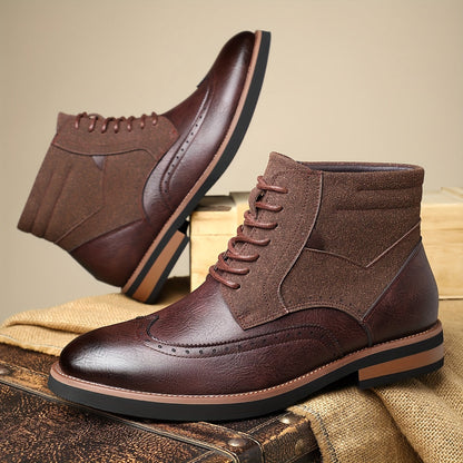 Men's ankle boots, brogues, lace-up boots, two-tone, business and casual