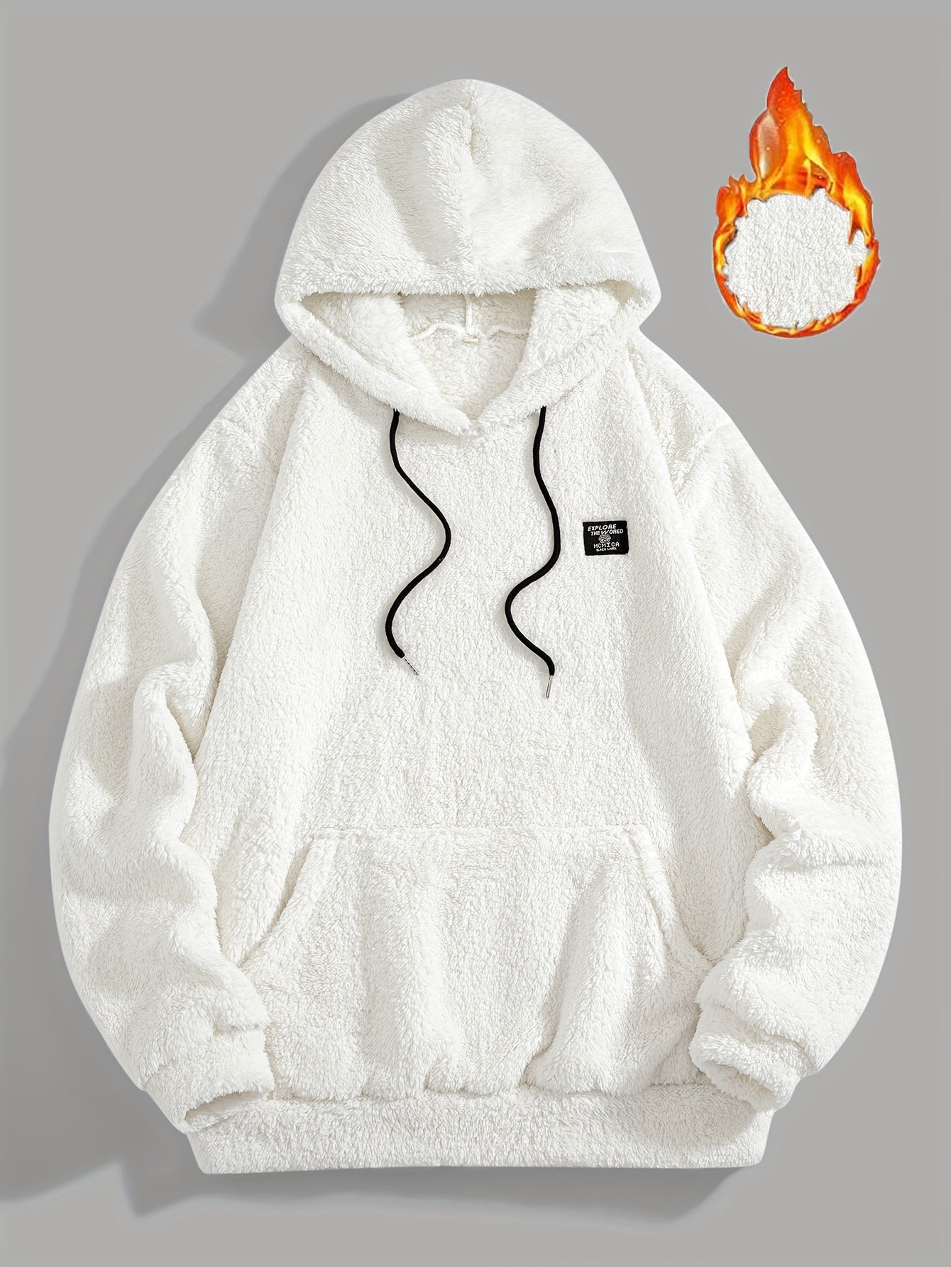 Unisex teddy fleece hoodie with a kangaroo pocket and hood