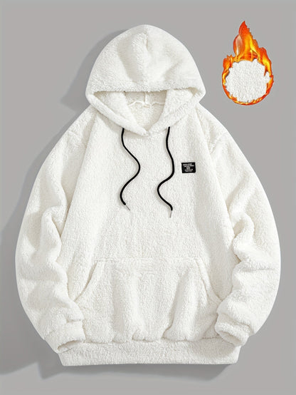Unisex teddy fleece hoodie with a kangaroo pocket and hood