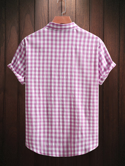 Herren Kurzarm Freizeithemd Kariert – Modernes Button-Down für Alltag und Freizeit