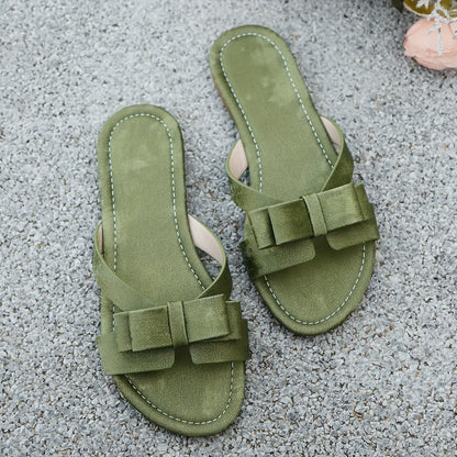 Women's Summer Shoes – Elegant Slides with Bow for Casual Wear & Garden Parties