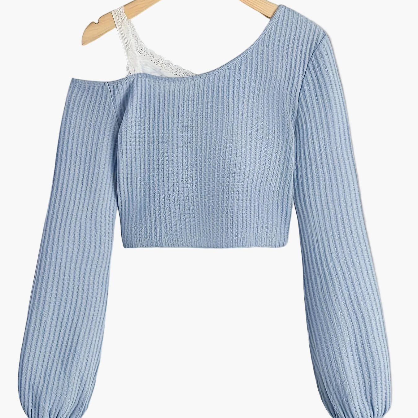 Women's One-Shoulder Sweater with Lace Detail – Fashionable Knit Pullover for Everyday and Leisure Wear