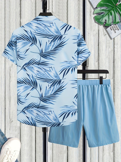 Herren Sommer Set – Kurzarm Hawaiihemd und Shorts, Freizeit Outfit für Urlaub & Alltag