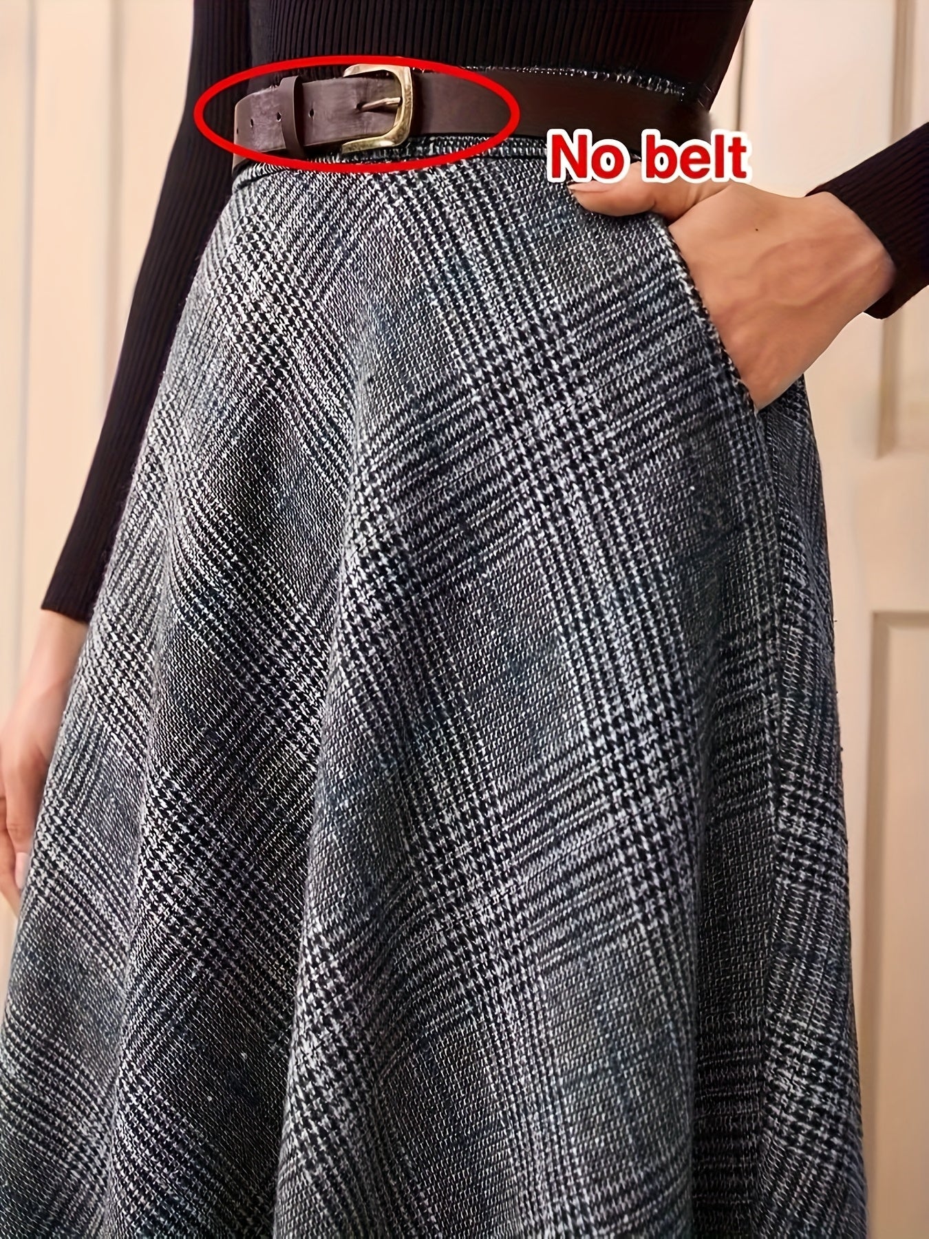 Women's plaid maxi skirt, A-line, high-waisted