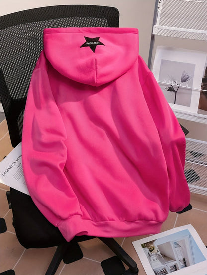 Women's zip-up hoodie – Pink, appliqués
